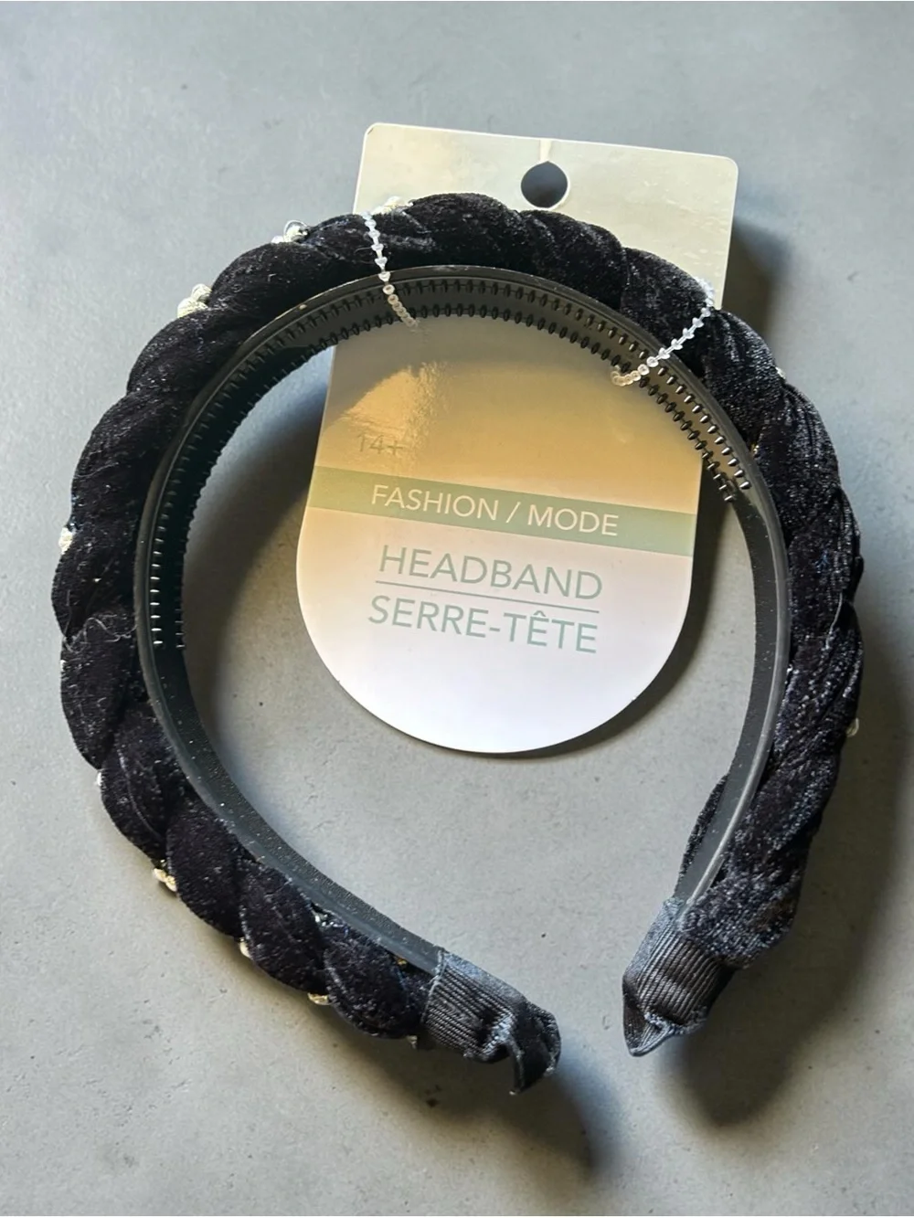 4/$20 Black Velvet Braided Headband - Fashion